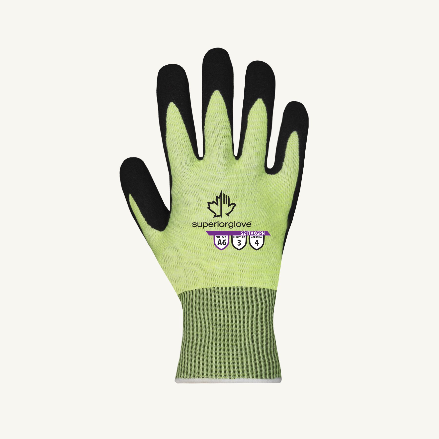 Superior Glove® TenActiv™ S21TAXGPN  Hi-Vis Nitrile Coated Touchscreen A6 Cut Gloves 